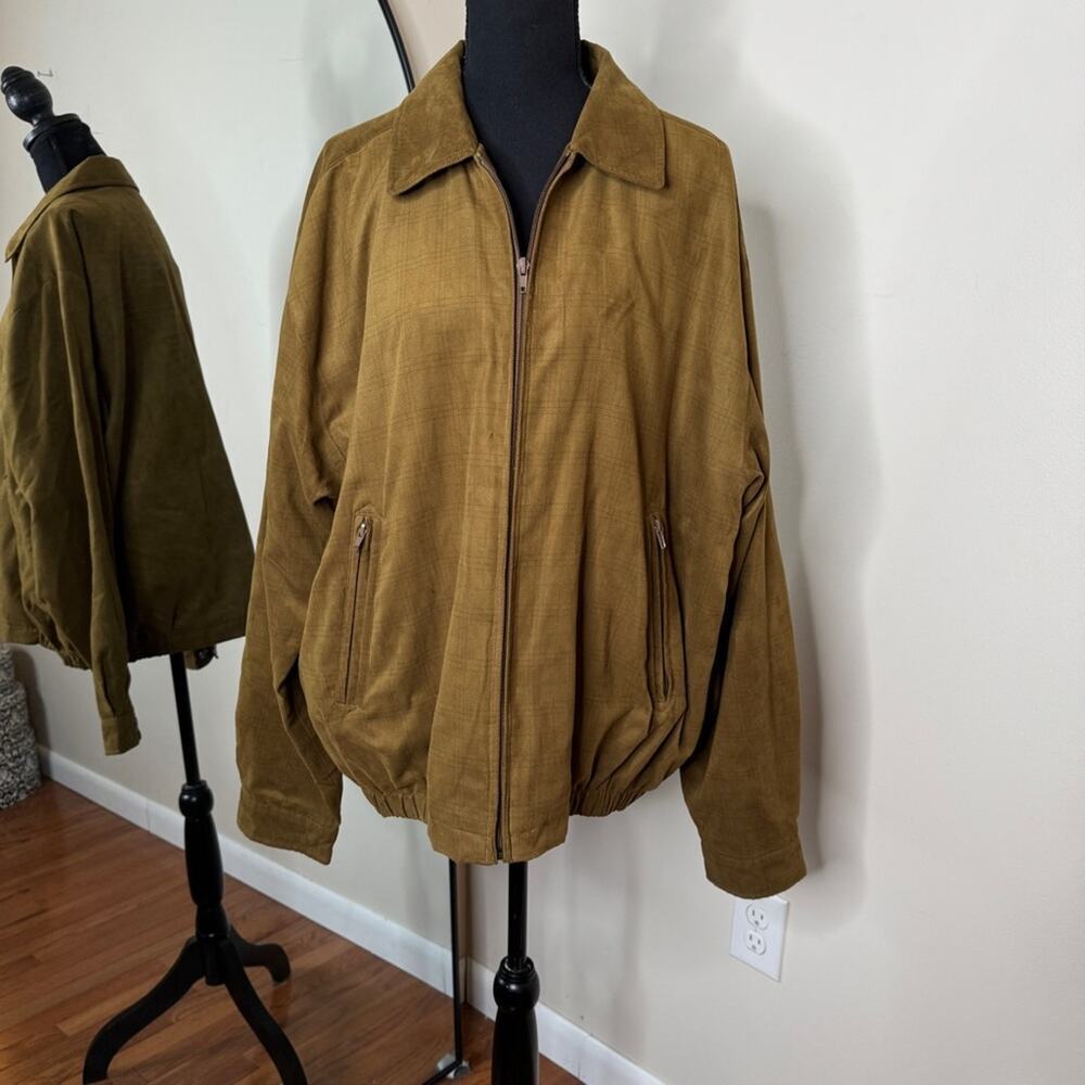 Turnbury Men’s Brown Micro Suede Bomber Jacket Size L